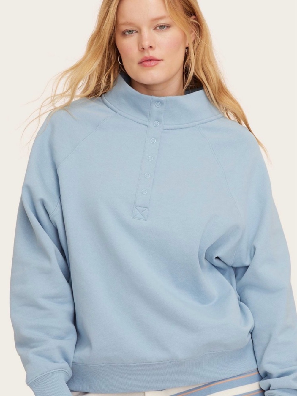 NWT Parke x Target Women’s Snap Mockneck Popover Sweatshirt Light Blue